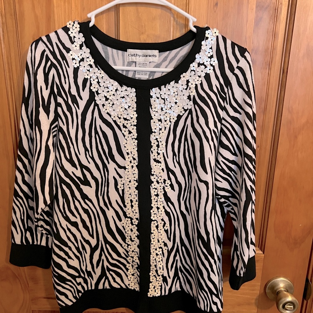 Cathy Daniels unusual Zebra design with little flowers attached